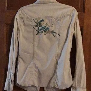 Womens corduroy embroidered shirt